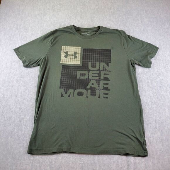 Under Armour Shirt Mens XL Green Grid Loose Fit Heatgear - Picture 1 of 8